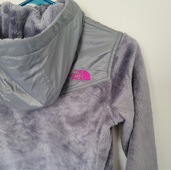 The North Face Women's XS Active Fleece Performance Jacket Grey Pink Logo Zip Up - Picture 8 of 16
